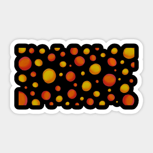 Yellow, Orange and Red Polka Dots (With Black Background) Sticker